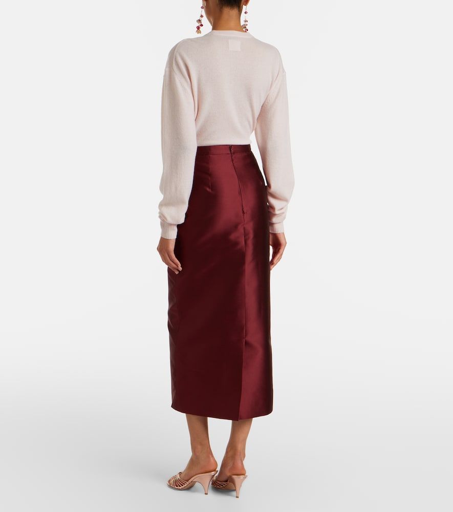 Floral-applique satin slip skirt - Erdem - Modalova