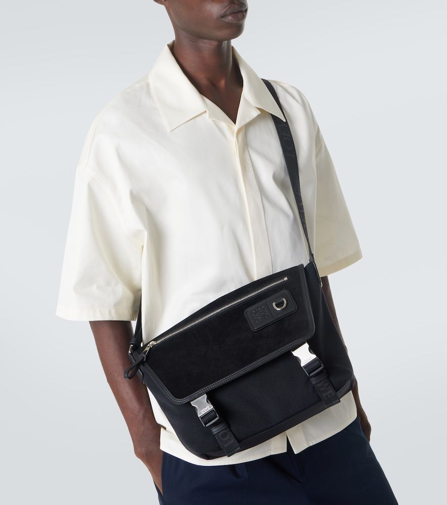 Bolso cruzado Flex Medium de lona y ante - Loewe - Modalova