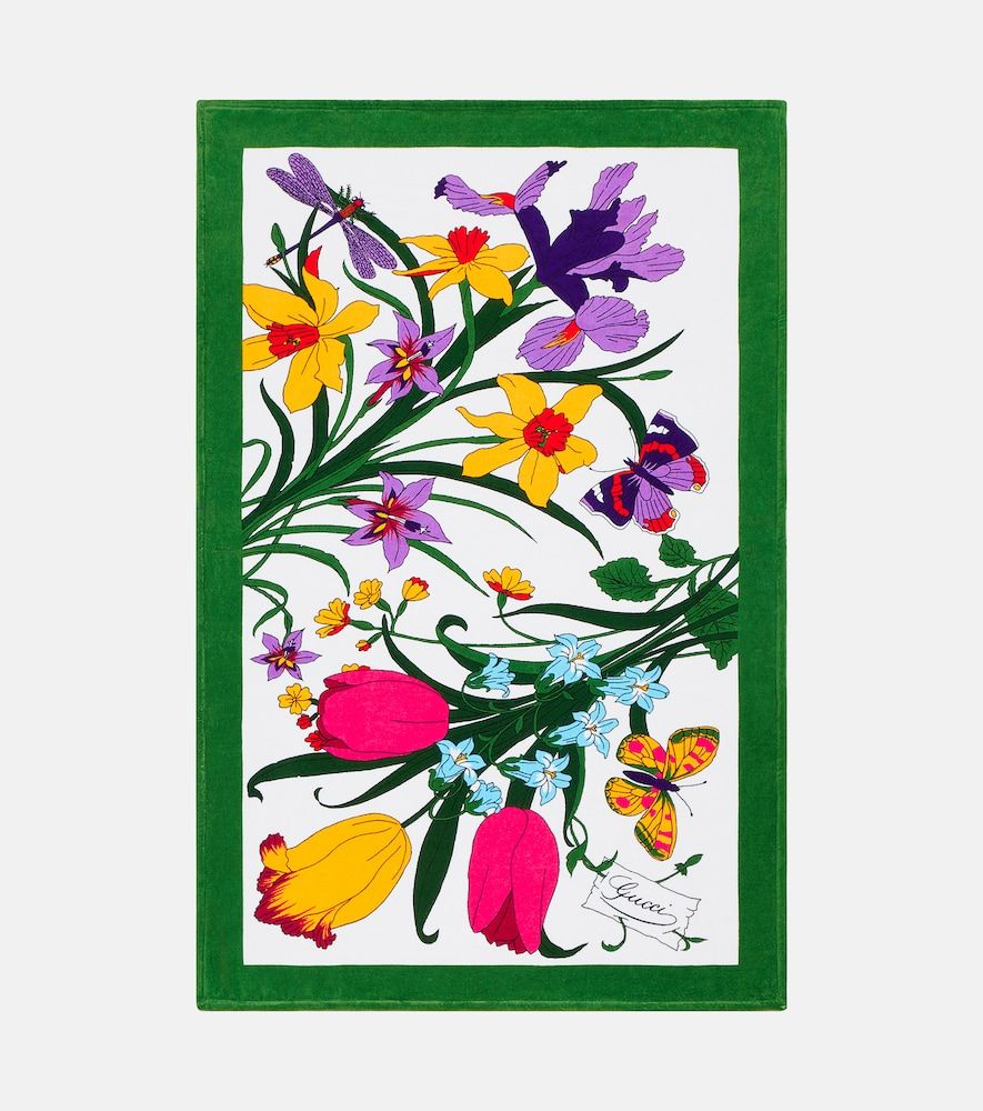Toalla de playa Flora de rizo de algodón - Gucci - Modalova