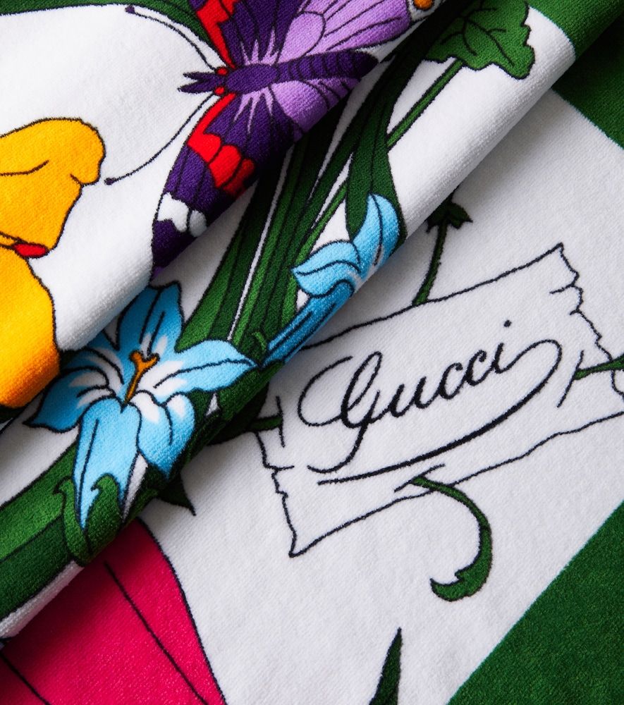 Toalla de playa Flora de rizo de algodón - Gucci - Modalova