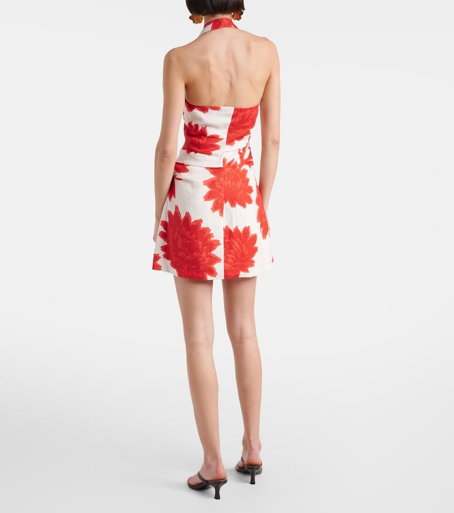 Vestido corto fruncido de lino floral - SIR - Modalova