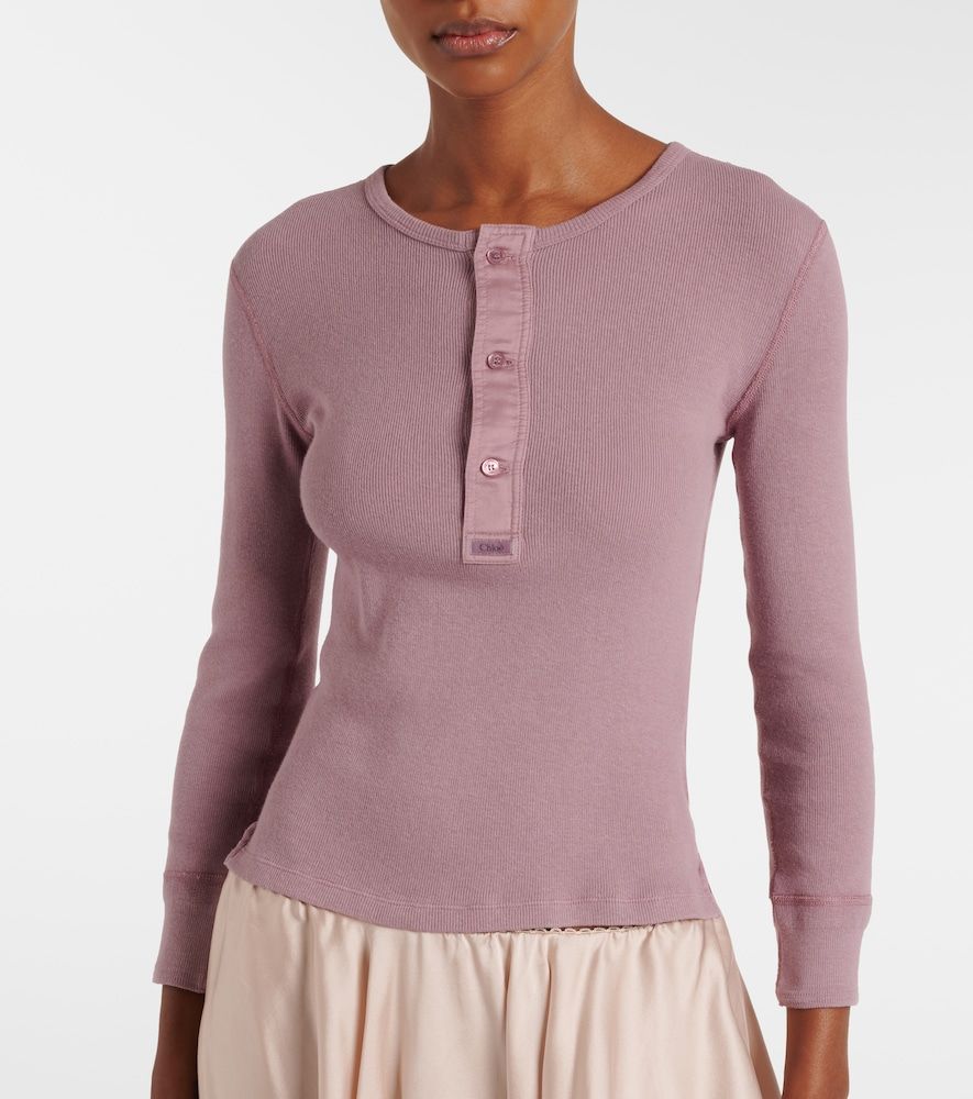 Chloé Top in maglia di cotone a coste - Chloe - Modalova