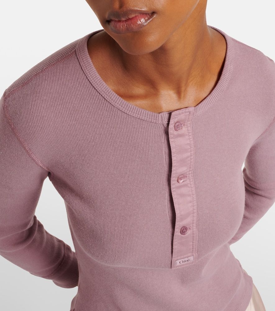 Chloé Top in maglia di cotone a coste - Chloe - Modalova