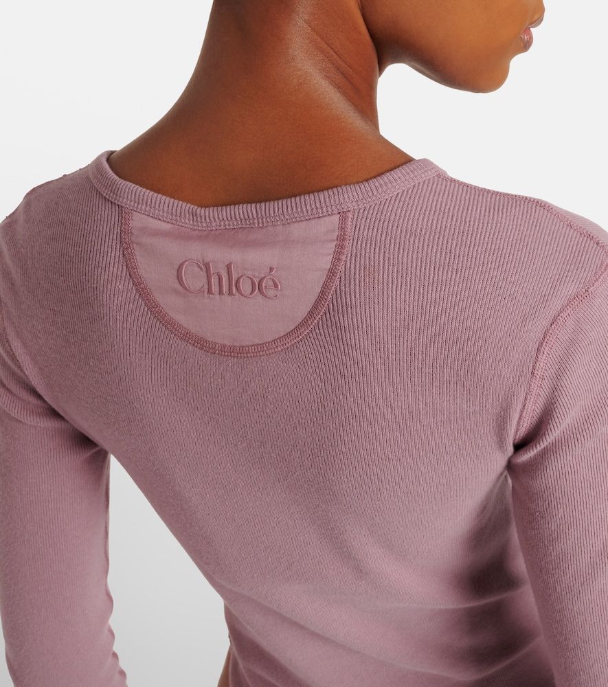 Chloé Top in maglia di cotone a coste - Chloe - Modalova