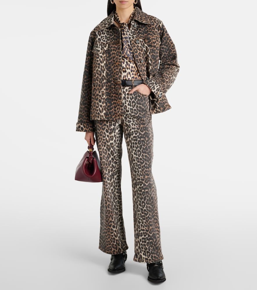 Top in raso con stampa leopardata - Ganni - Modalova