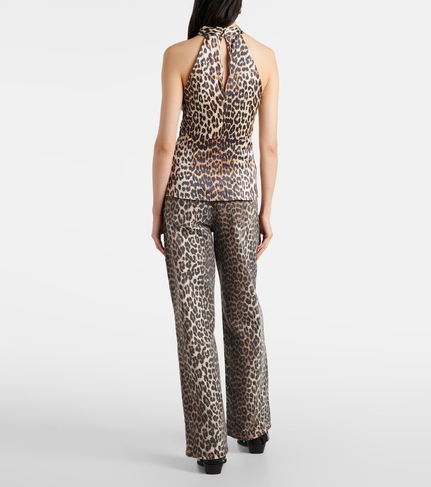 Top in raso con stampa leopardata - Ganni - Modalova