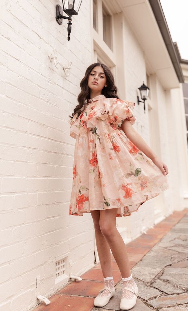 Vestido de algodón con manga abullonada - Petite Amalie - Modalova