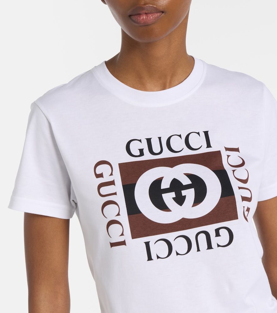 T-shirt in cotone con stampa Interlocking G - Gucci - Modalova