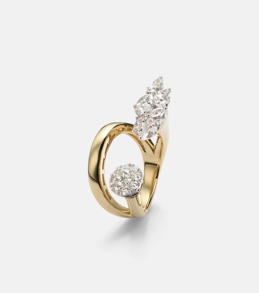 Anillo Golden Strada de oro amarillo y blanco de 18 ct con diamantes - Yeprem - Modalova