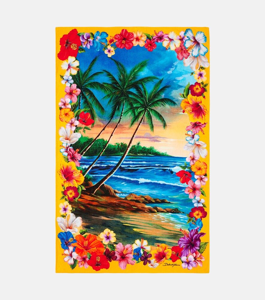 Toalla de playa de rizo de algodón floral - Dolce&Gabbana Casa - Modalova