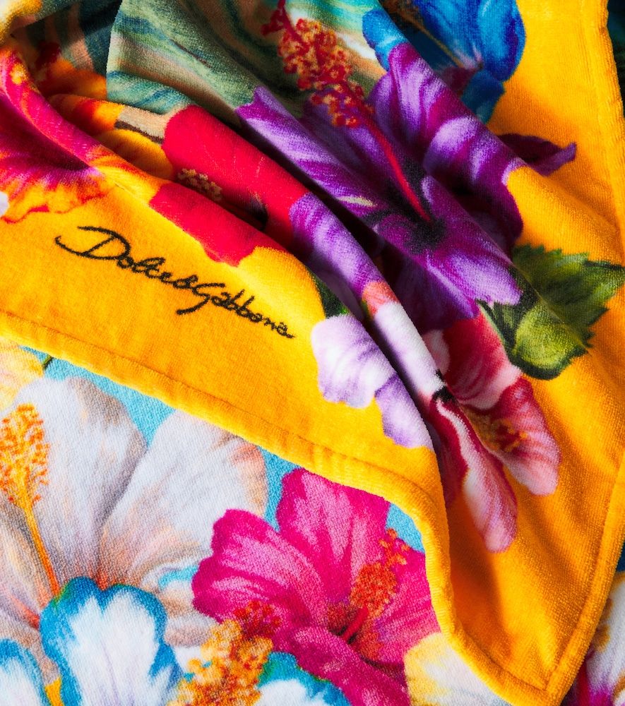 Toalla de playa de rizo de algodón floral - Dolce&Gabbana Casa - Modalova