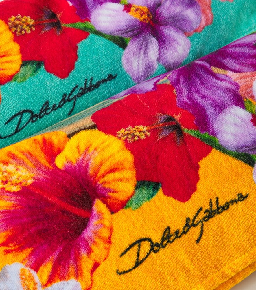 Toalla de playa de rizo de algodón floral - Dolce&Gabbana Casa - Modalova