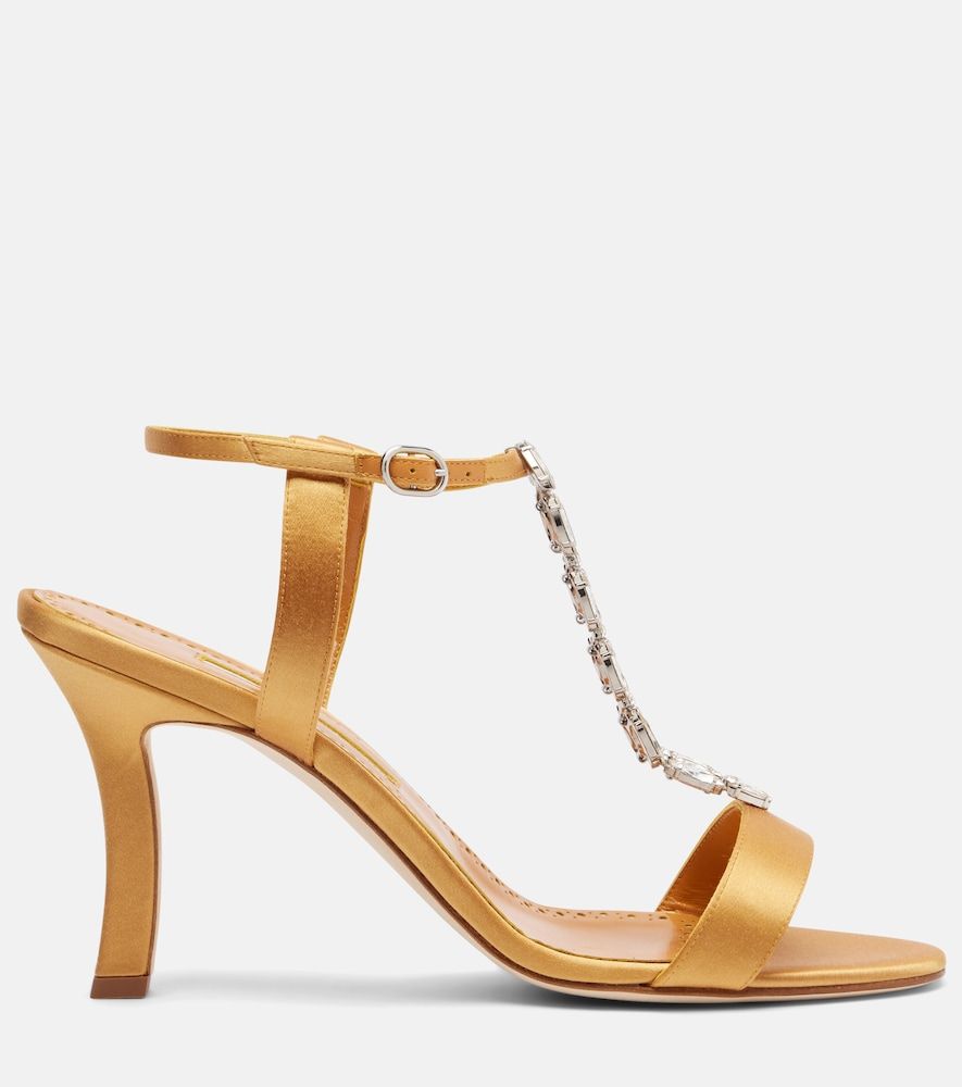 Verzierte Sandalen aus Satin - Manolo Blahnik - Modalova