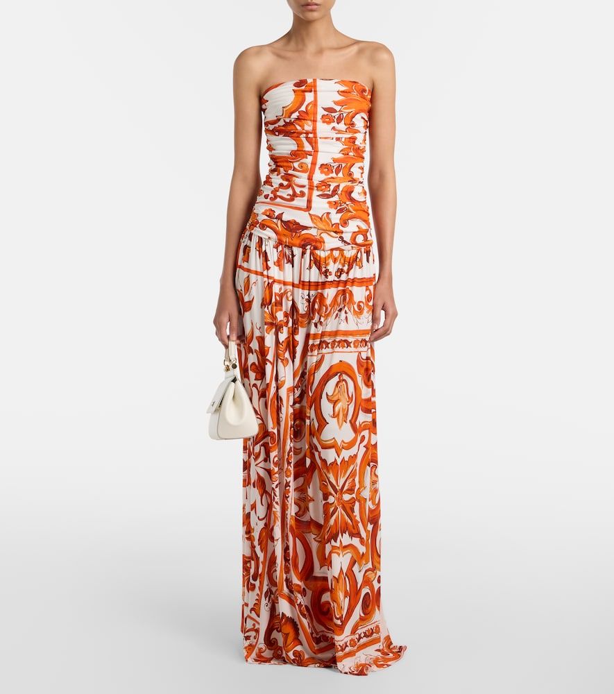 Vestido largo Majolica de organza - Dolce&Gabbana - Modalova