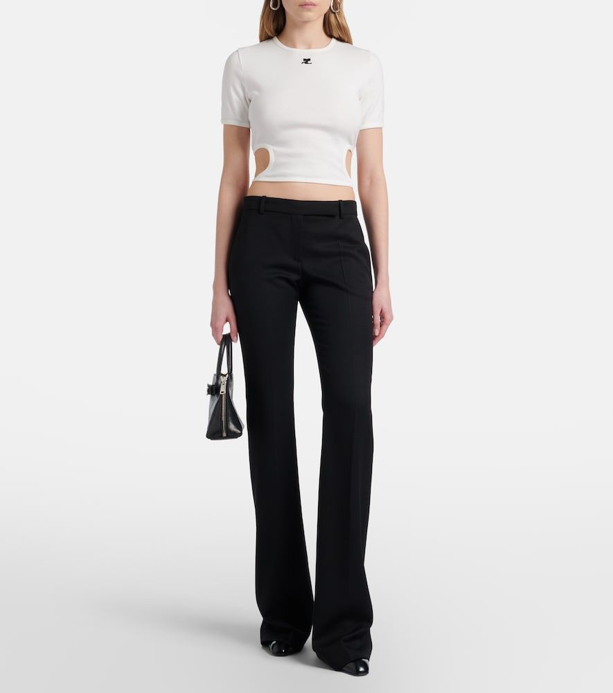 Courrèges Crop top de algodón con abertura y logo - Courreges - Modalova