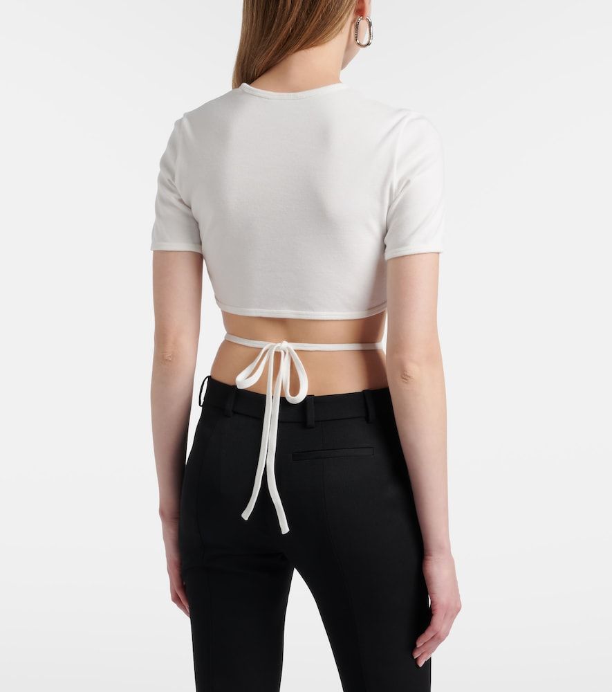 Courrèges Crop top de algodón con abertura y logo - Courreges - Modalova