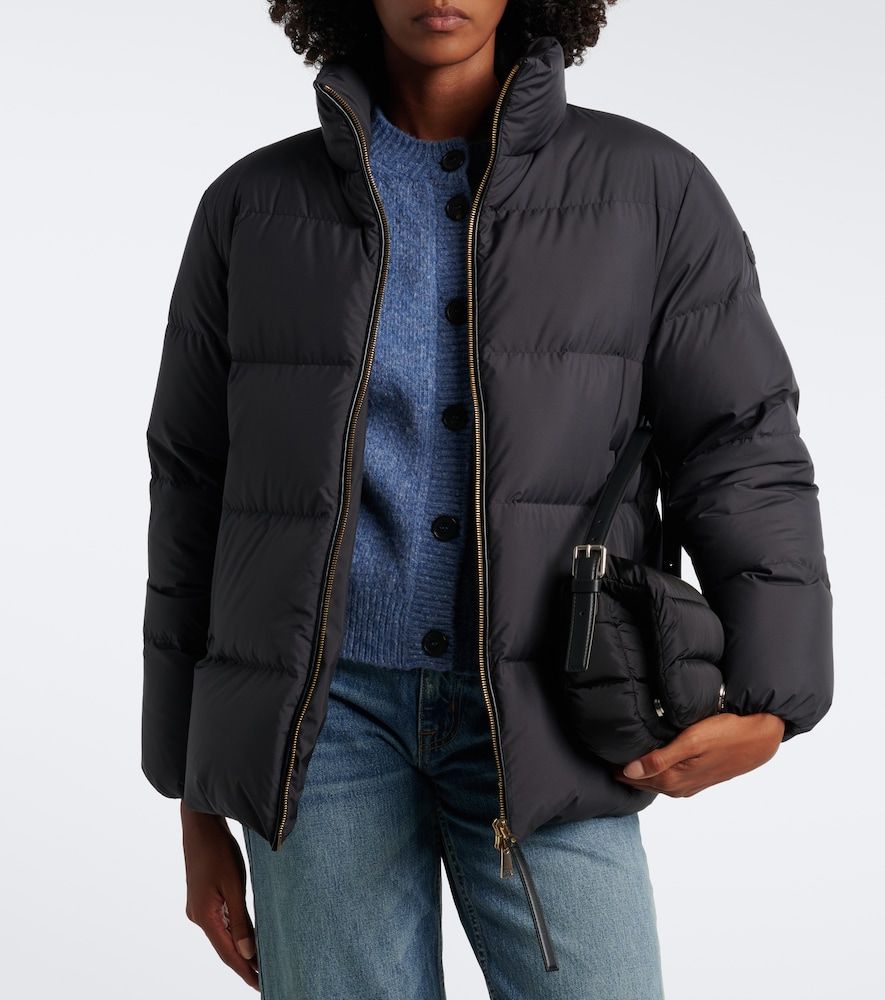 Moncler Leather-trimmed down jacket - Moncler - Modalova