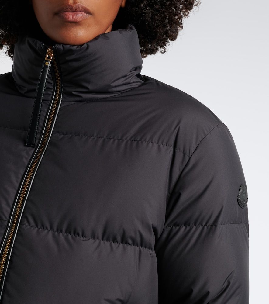 Moncler Leather-trimmed down jacket - Moncler - Modalova