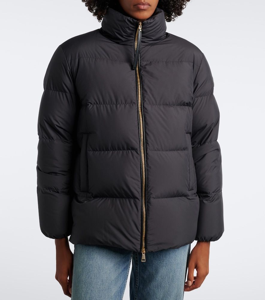 Moncler Leather-trimmed down jacket - Moncler - Modalova
