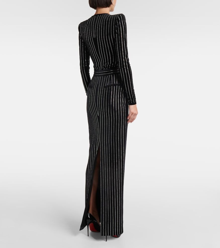 Column embellished pinstripe velvet maxi skirt - Alex Perry - Modalova