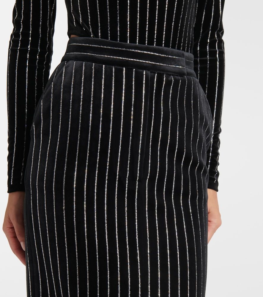 Column embellished pinstripe velvet maxi skirt - Alex Perry - Modalova