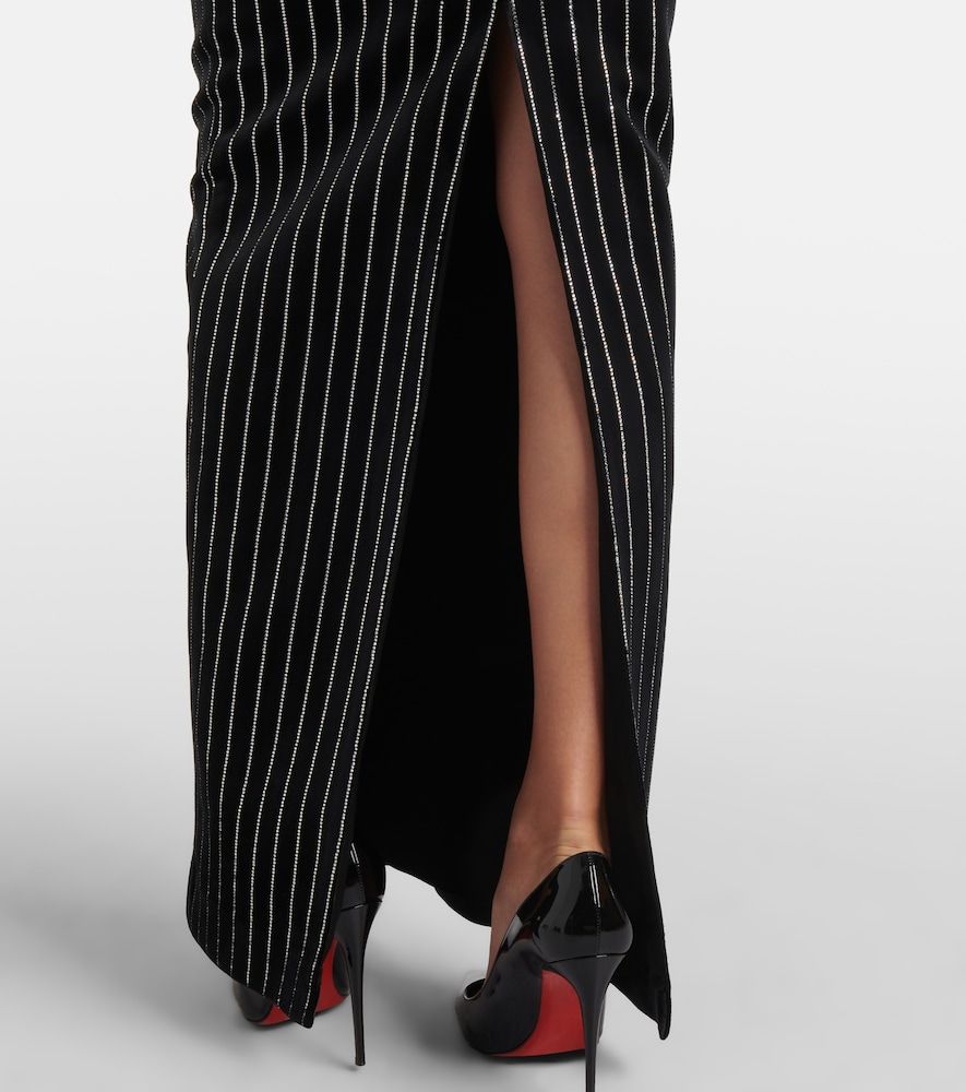 Column embellished pinstripe velvet maxi skirt - Alex Perry - Modalova