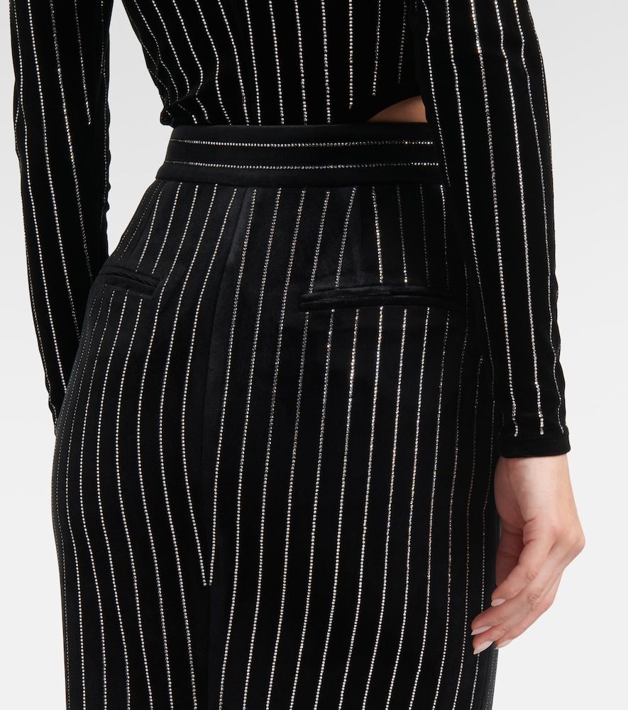 Column embellished pinstripe velvet maxi skirt - Alex Perry - Modalova