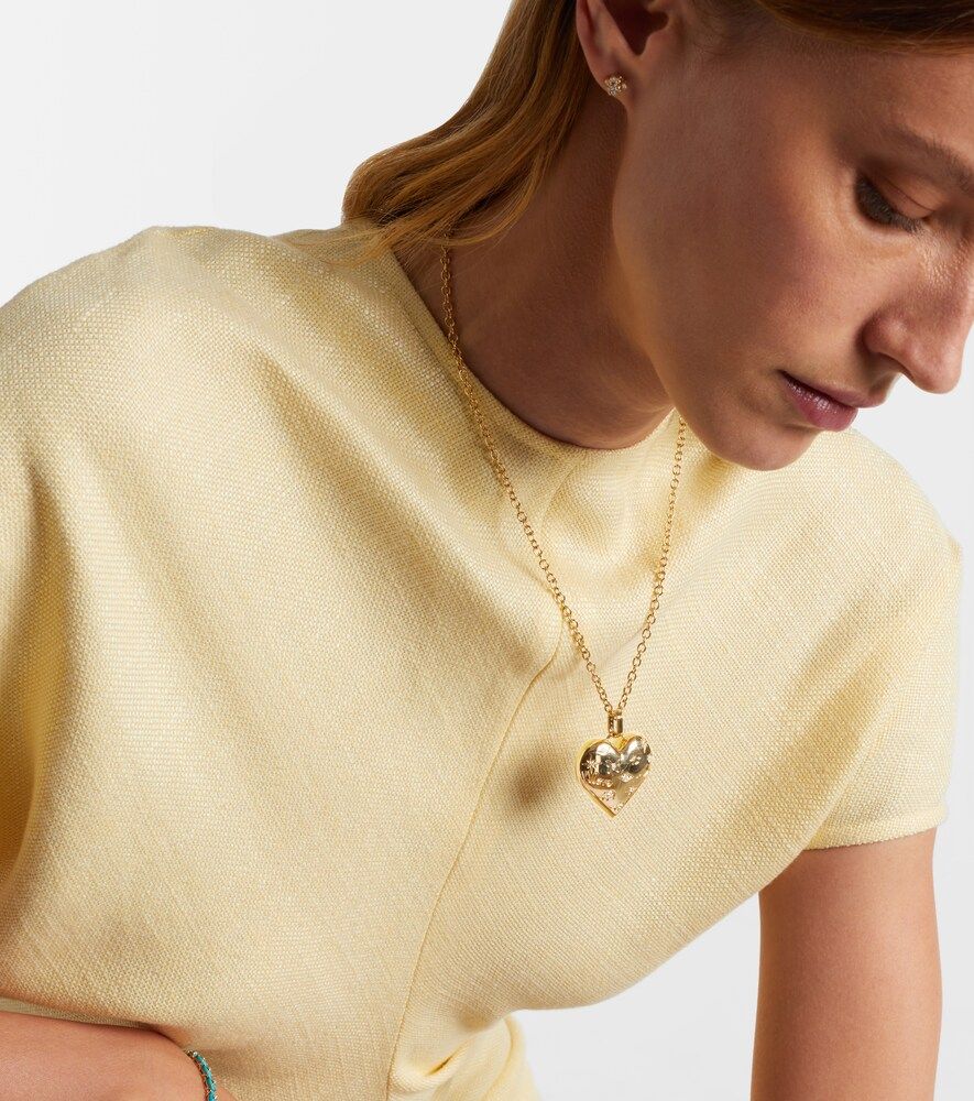 Colgante Puffy Icon Heart de oro de 14 ct con diamantes - Sydney Evan - Modalova