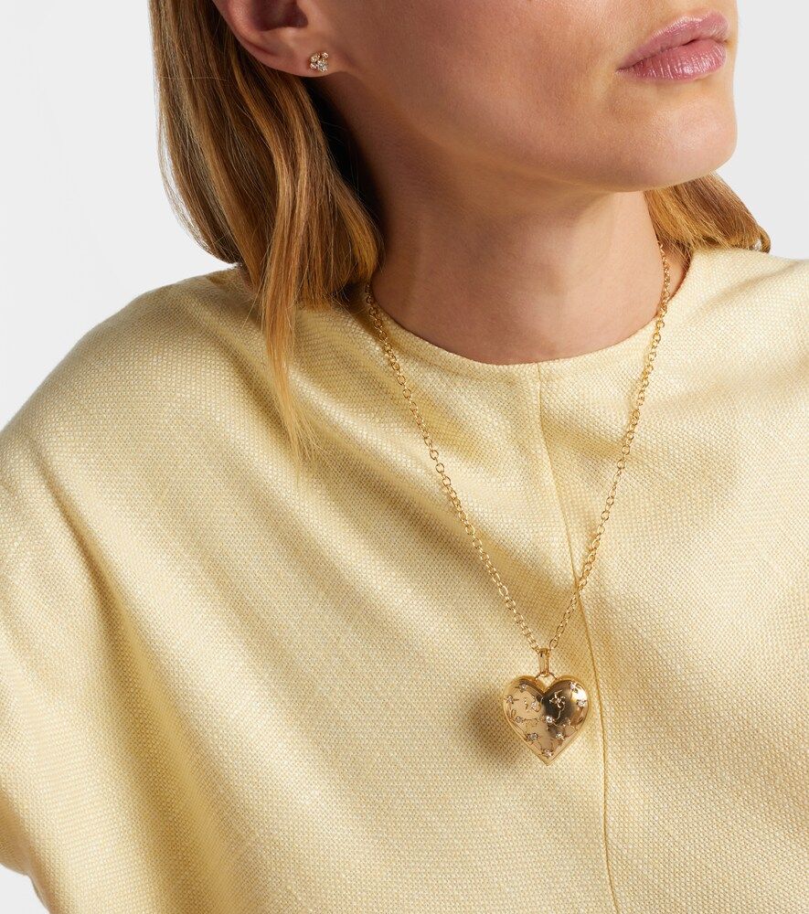 Colgante Puffy Icon Heart de oro de 14 ct con diamantes - Sydney Evan - Modalova