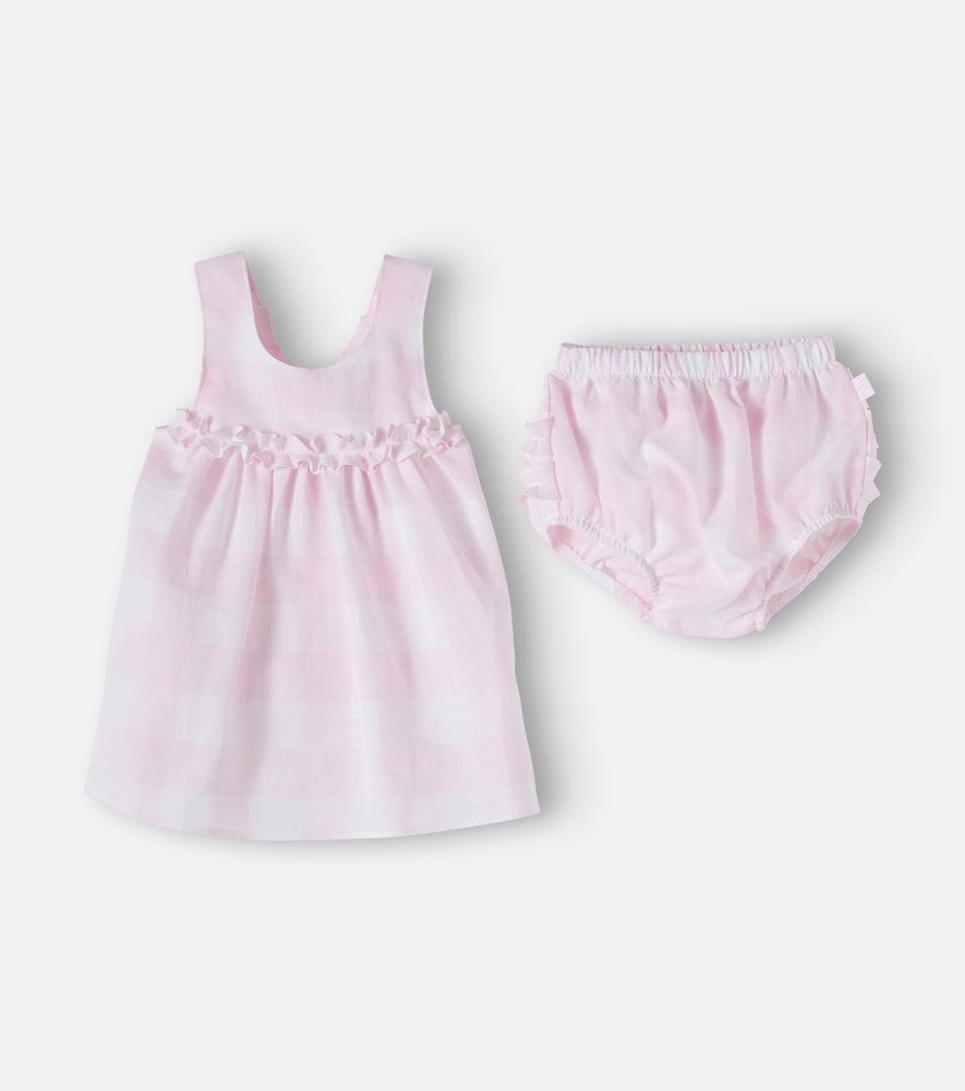 Bebé - set de vestido y braga de lino a cuadros - Il Gufo - Modalova