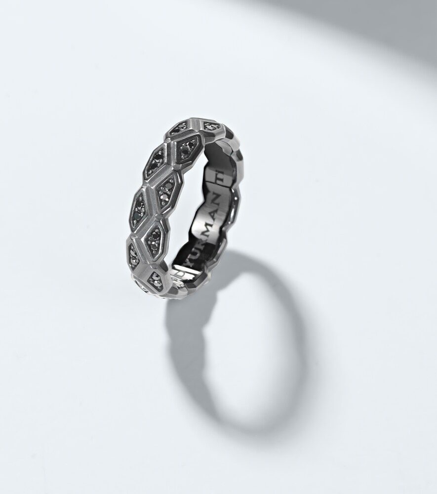 Hex titanium ring with diamonds - David Yurman - Modalova