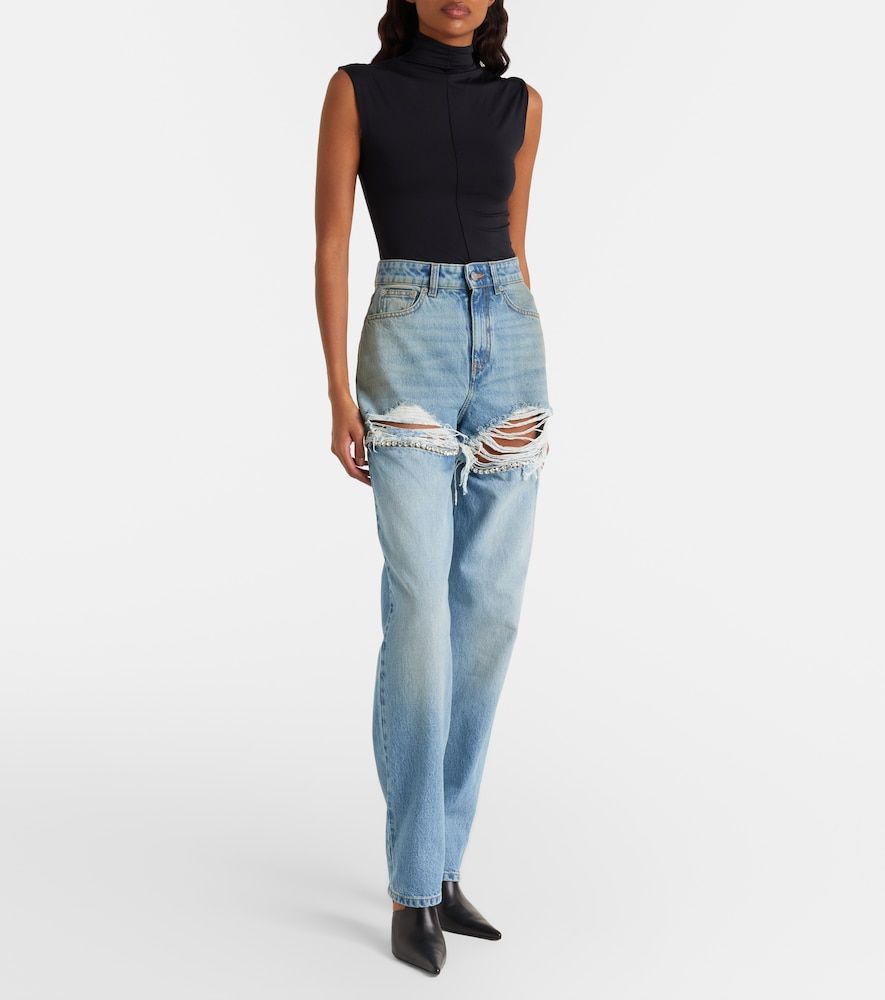 Distressed embellished wide-leg jeans - Area - Modalova