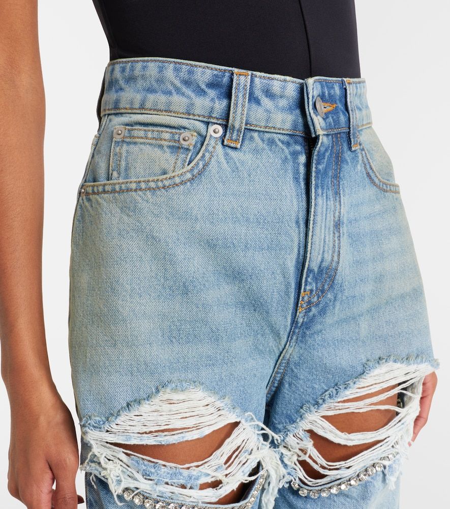 Distressed embellished wide-leg jeans - Area - Modalova