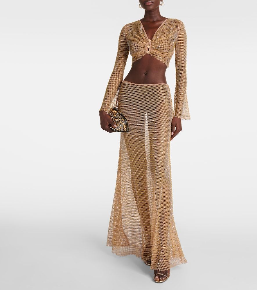 Crystal-embellished mesh maxi skirt - Self-Portrait - Modalova