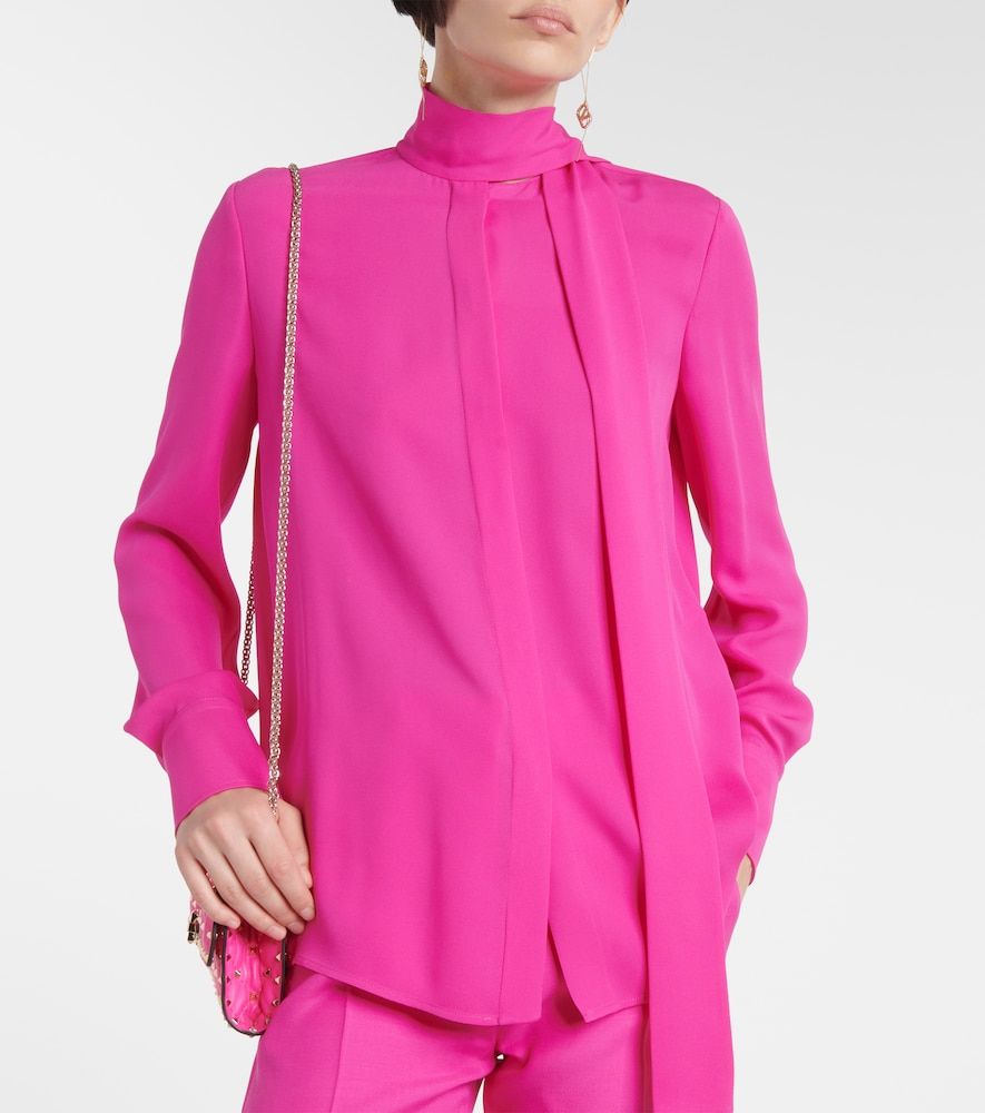 Tie-neck silk georgette blouse - Valentino - Modalova