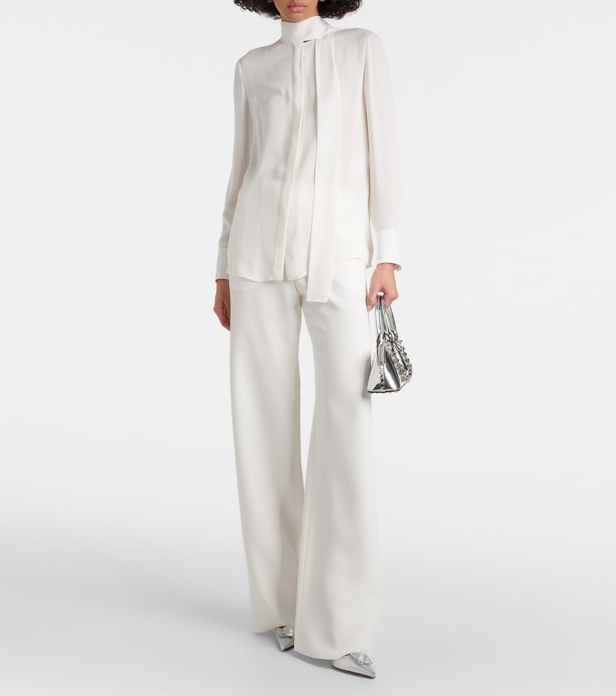 Bow-tie neck silk georgette blouse - Valentino - Modalova