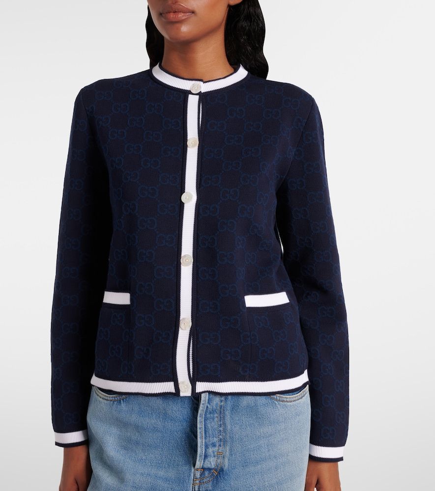 Cardigan in cotone GG con intarsi - Gucci - Modalova