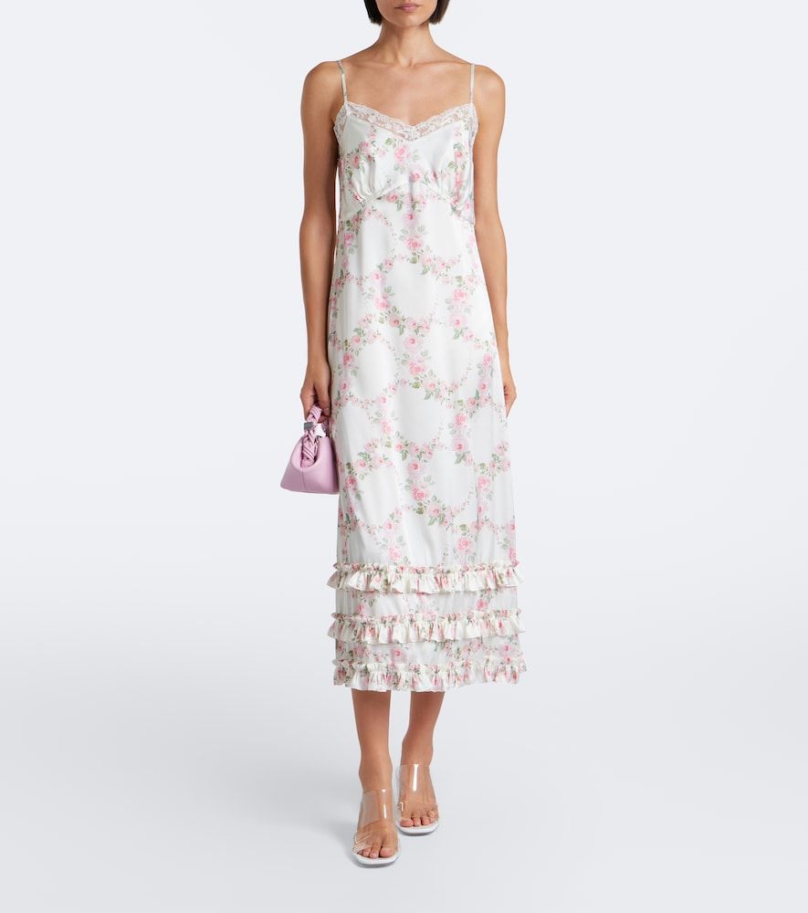Abito sottoveste in satin con pizzo floreale - Simone Rocha - Modalova