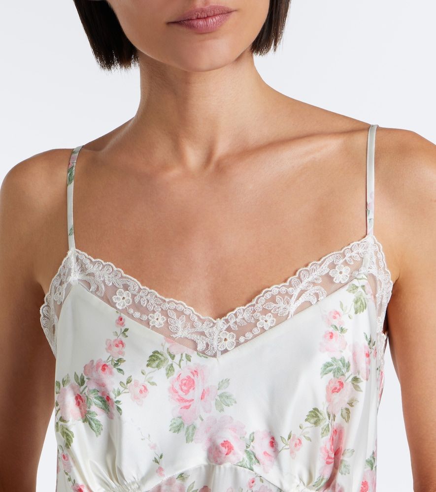 Abito sottoveste in satin con pizzo floreale - Simone Rocha - Modalova