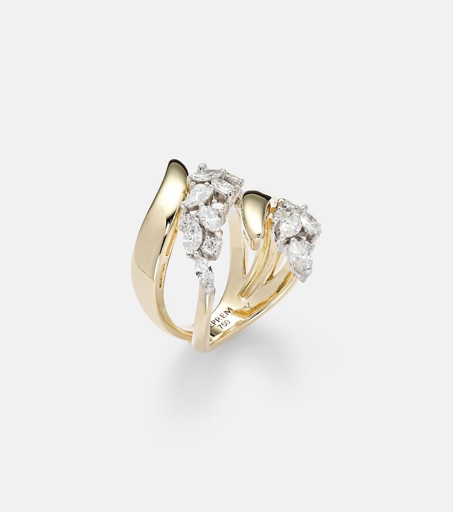 Golden Strada 18kt and white ring with diamonds - Yeprem - Modalova
