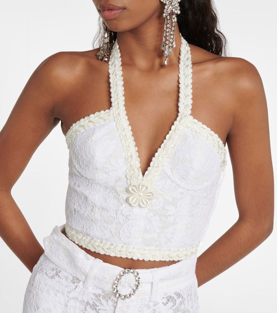 Lace bustier halter top - Alessandra Rich - Modalova