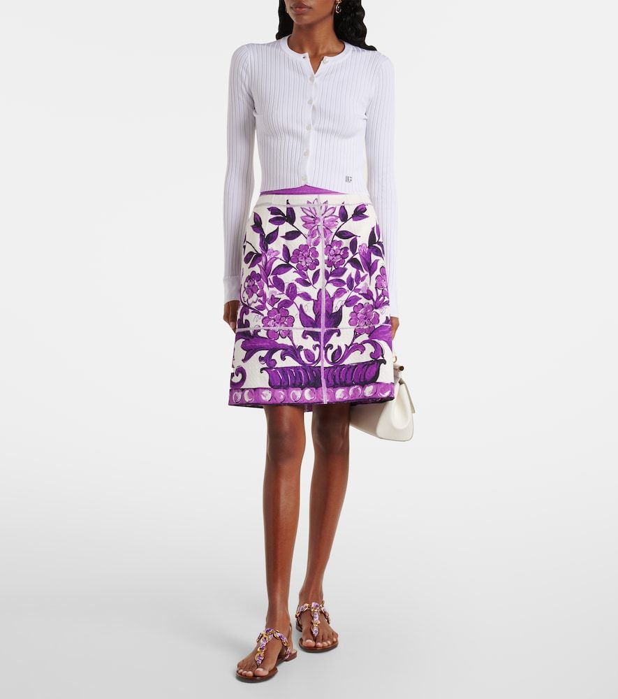 Minifalda Majolica en mezcla de algodón y lino - Dolce&Gabbana - Modalova