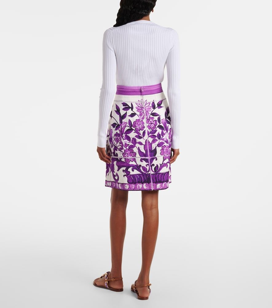 Minifalda Majolica en mezcla de algodón y lino - Dolce&Gabbana - Modalova
