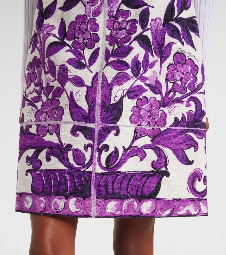 Minifalda Majolica en mezcla de algodón y lino - Dolce&Gabbana - Modalova