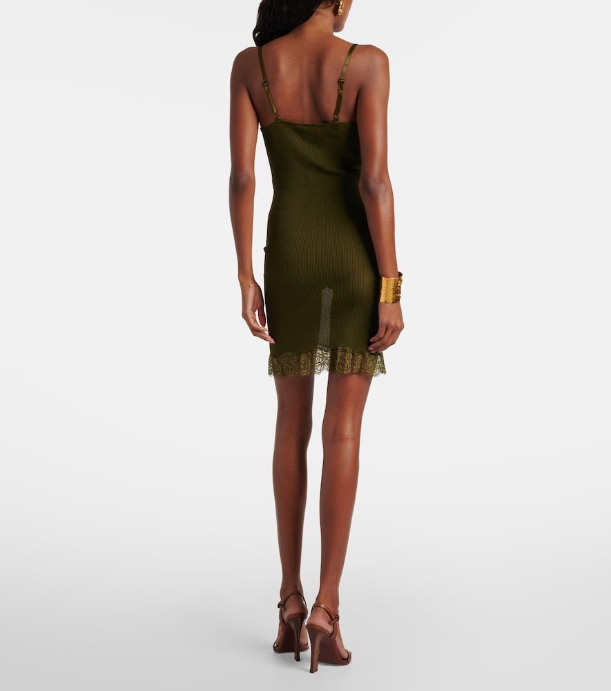 Abito sottoveste in jersey di seta con pizzo - Saint Laurent - Modalova