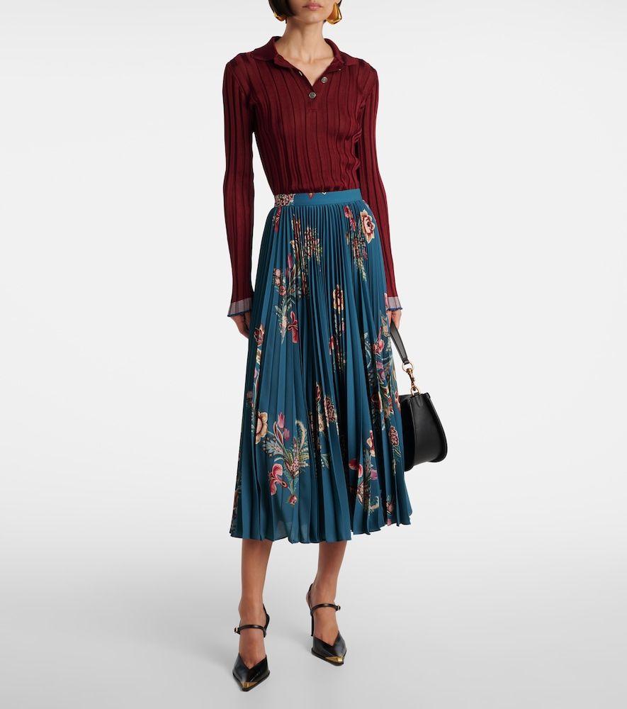 Falda midi plisada floral de tiro alto - Etro - Modalova