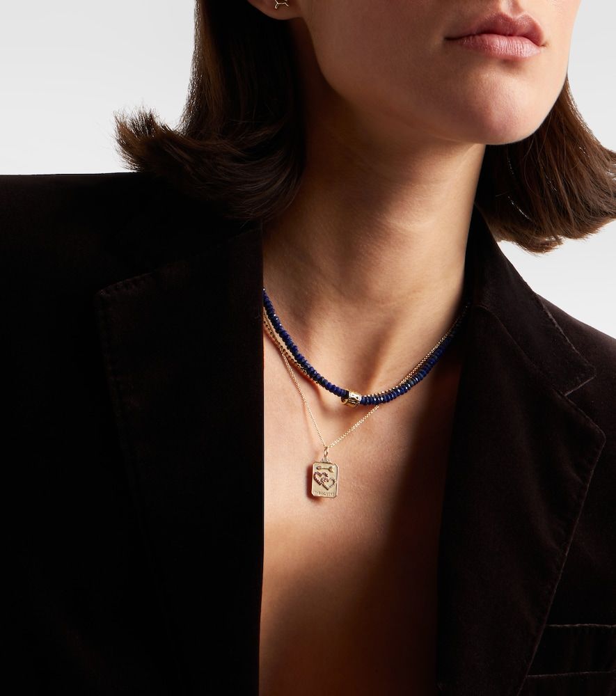 Collar con colgante The Lovers Tarot Card de oro de 14 ct con rubíes y diamantes - Sydney Evan - Modalova