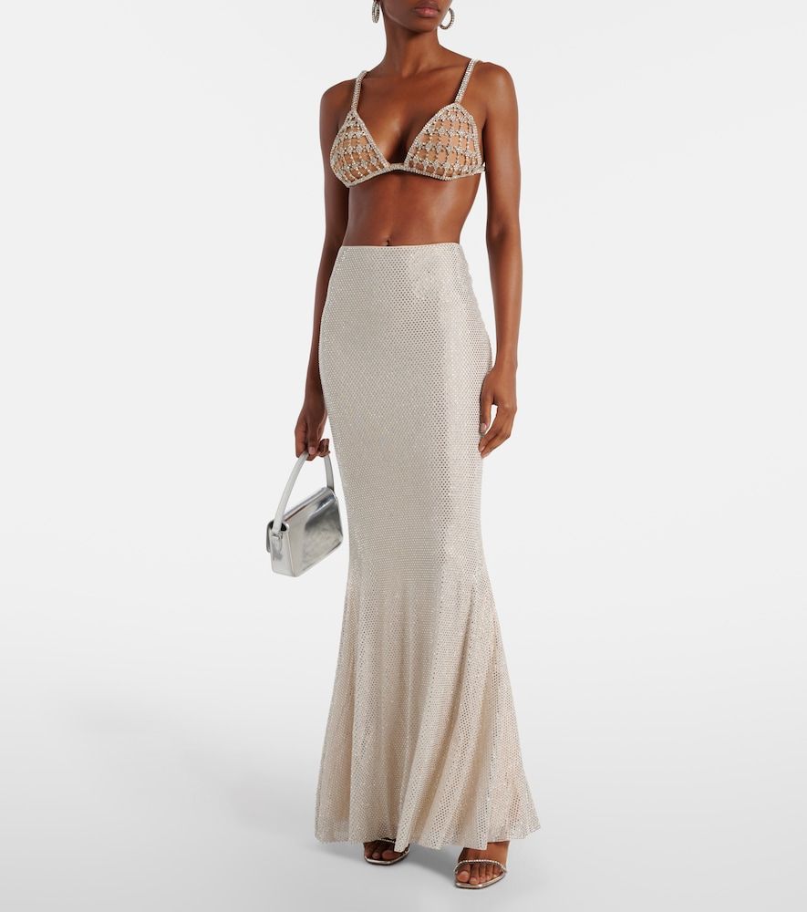 Rhinestone-embellished mesh maxi skirt - Self-Portrait - Modalova