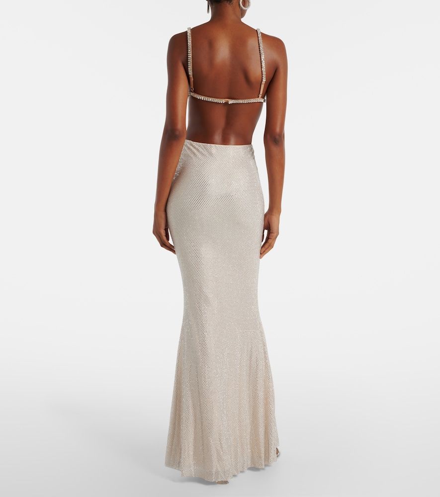 Rhinestone-embellished mesh maxi skirt - Self-Portrait - Modalova