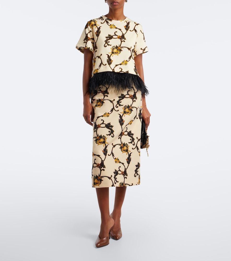 Printed wool-blend cady pencil skirt - La DoubleJ - Modalova